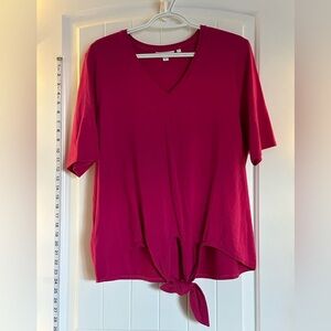 LG-size 2- Chico's Fuchsia V-Neck Tie-Front Top